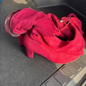 Women's Red Suede Ankle Boots